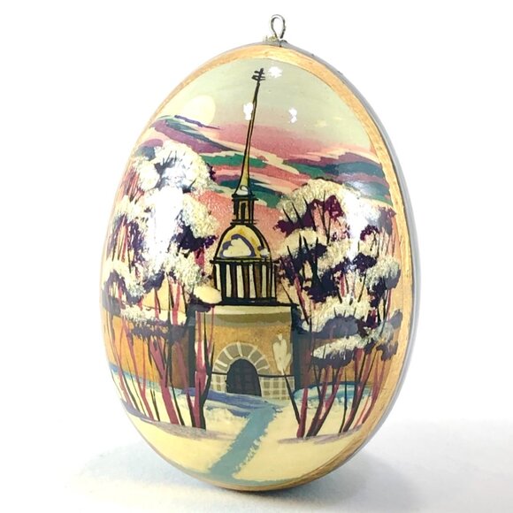 Russian Hand Painted Wooden Eggs Orthodox Christian black lacquer ornaments - Picture 2 of 12